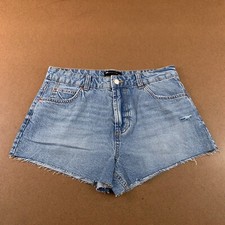 ASOS Design Womens 6 Relaxed Fit Light Wash Denim Cut Off Jeans Shorts New