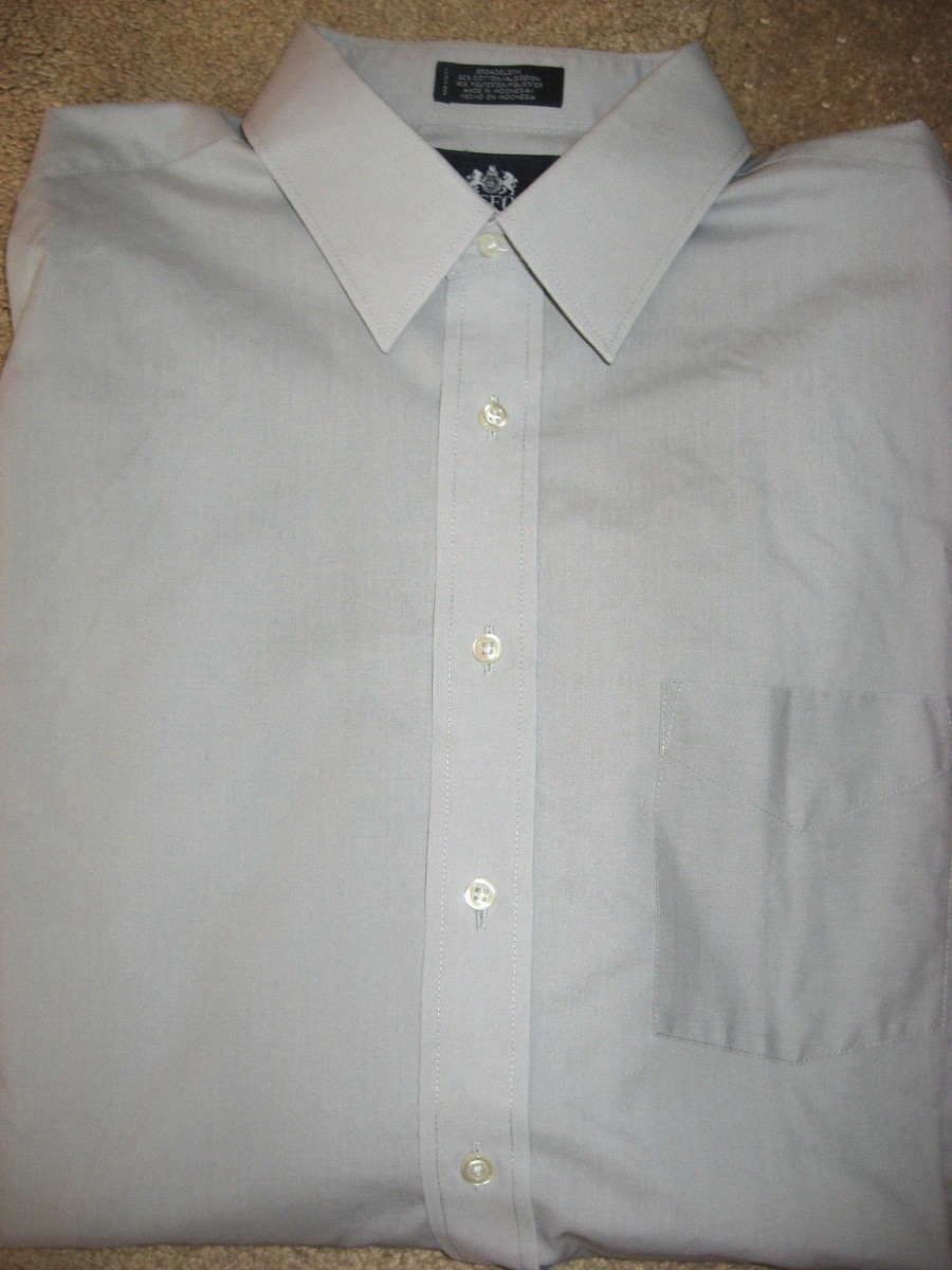 Mens Lt Gray STAFFORD Fitted Wrinkle Free Dress Shirt 16.5-32/33 Large |  eBay