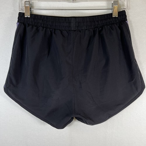 UA Under Armour Athletic Running Shorts Black Purple Girls YS HeatGear Lined - Picture 4 of 7