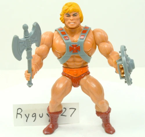 MOTU, He-Man, Masters of the Universe, vintage, ax, shield, original, figure