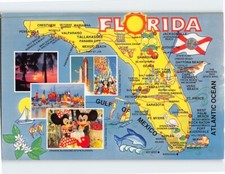 Postcard Map & Attractions Florida USA