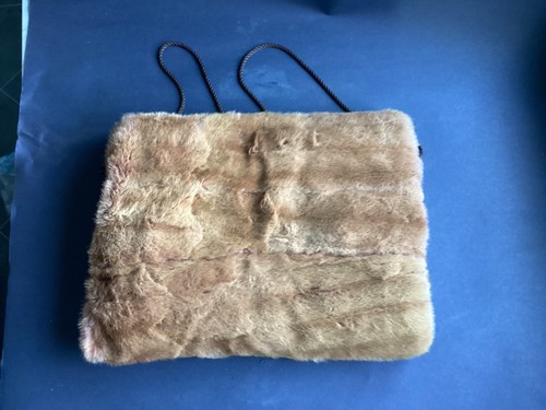 Vintage Real Fur Bown Lined Muff Hand Warmer Genuine Vintage - Picture 6 of 6