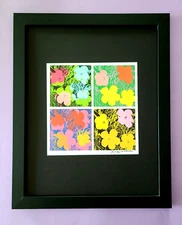 ANDY WARHOL + RARE  SIGNED + FLOWERS PRINT MOUNTED AND FRAMED + BUY IT NOW!