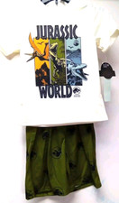 Jurassic World Dinosaur Boy's 2 Pc Pajama Set Short  Top Size Small Beige/Green