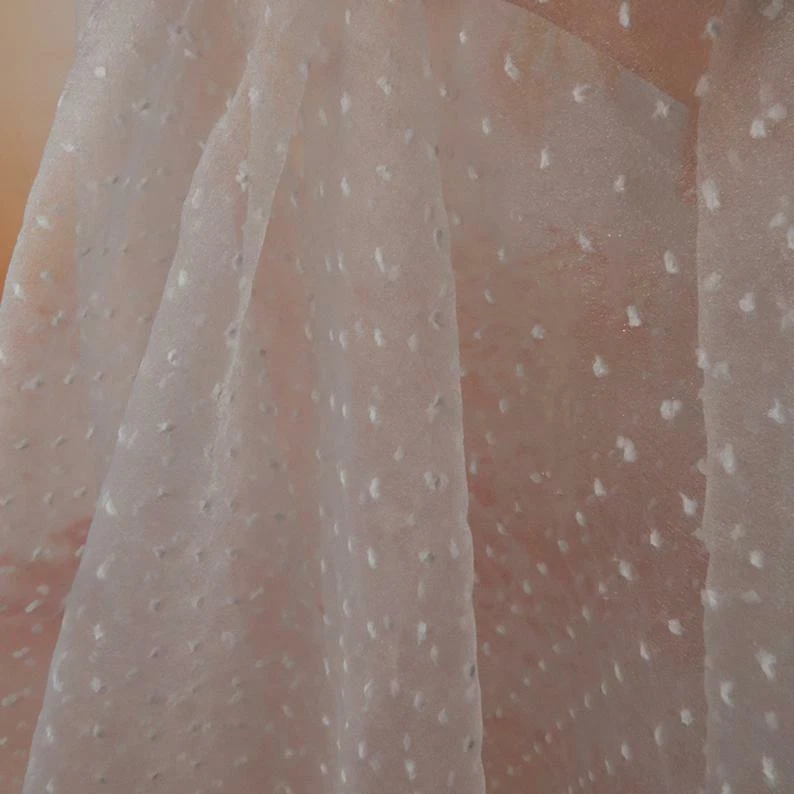 Tela de encaje lunares organza tela transparente para vestido de novia tutú falda por yarda Foto 2 de 4