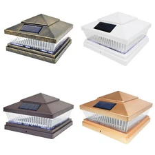 8 Bronze / Brown / Copper / White 6 x 6 Solar Post Lights Outdoor Cap Fence Lamp