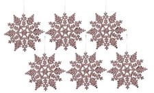 Image of Christmas Tree Decorations 6 Pack Glitter Snowflakes Hanging Bauble Decoration