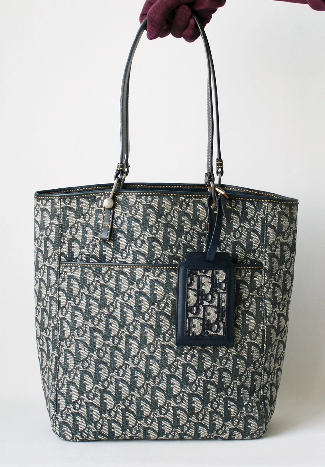 Sac fourre tout en toile Christian Dior Trotter avec étiquette nom