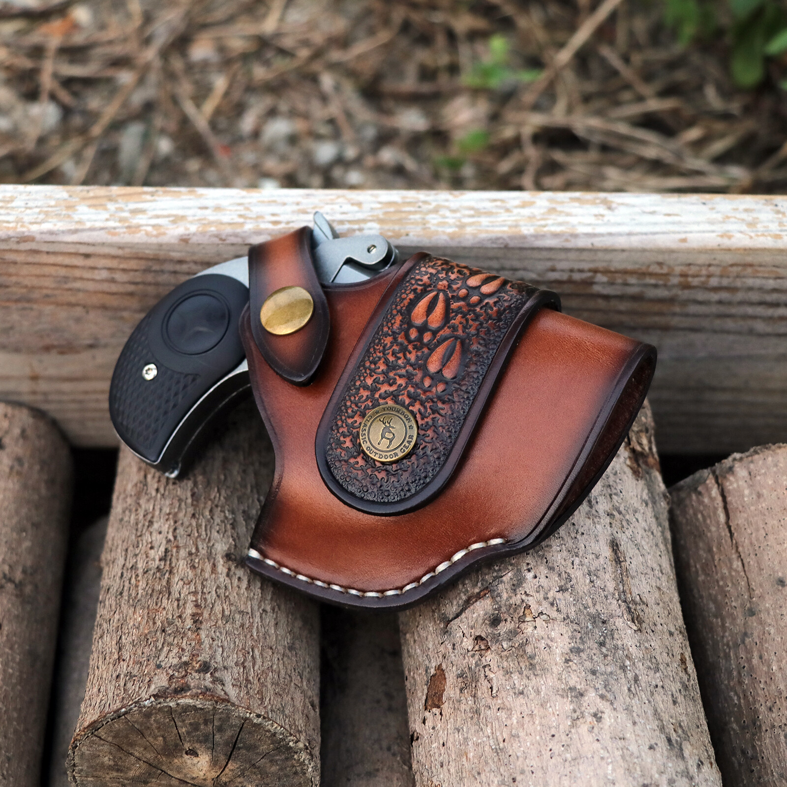 TOURBON Leather Handgun Holster Belt Bond Arms Derringer Barrel Case(Need Trim)