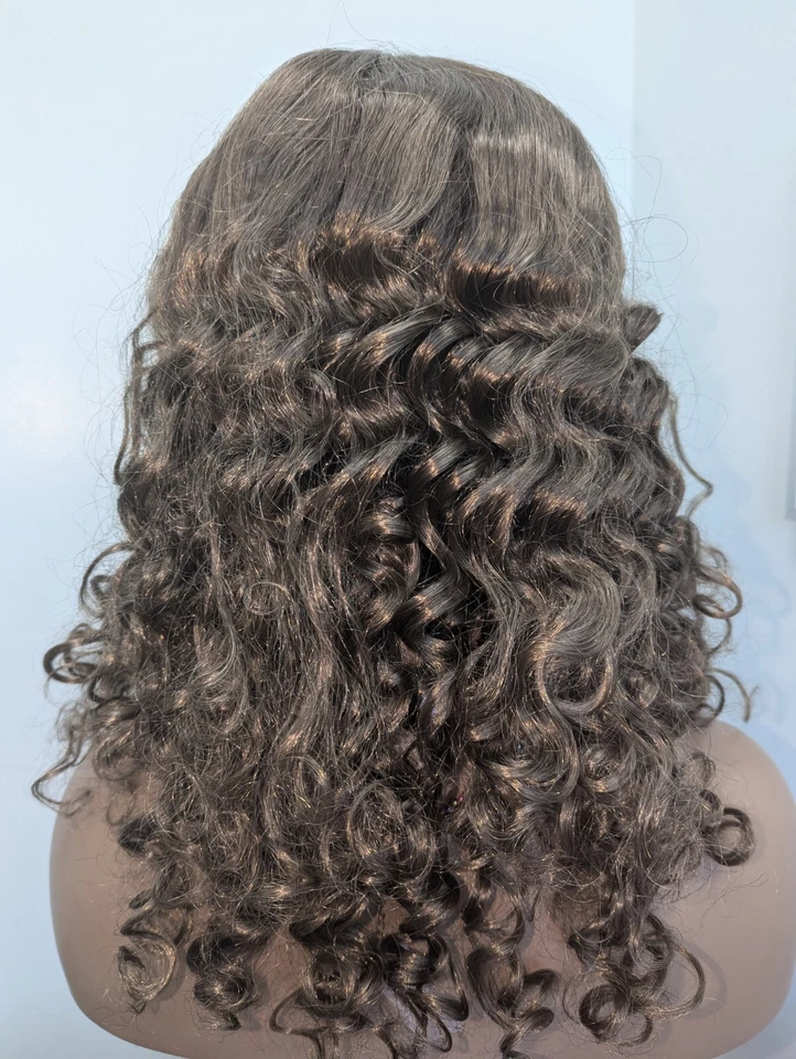 Peluca Larga 16 Pulgadas Sintética Espiral Rizado Marrón Ceniza Color #8 Parte Central Foto 4 de 4
