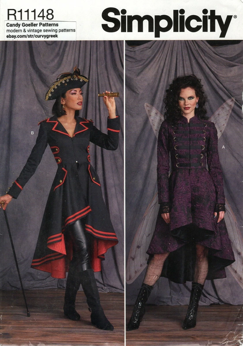 Simplicity R11148 Steampunk Victorian Goth Pirate Costume Coat Sz 14 22 UC S9086