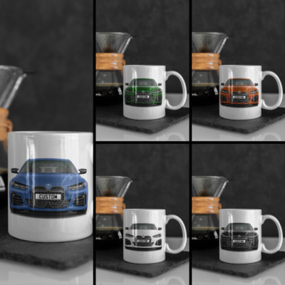 Personalisierte BMW i4 M Modell Tasse Geschenk - Farbe wählbar - SCHNELLER VERSAND