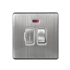 Switched Fused Connection Unit 13A Neon Screwless Brushed Stainless Steel