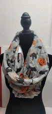 Beautiful "Cat &Pumpkin" Halloween Sheer Infinity Loop Scarf. Check It Out!