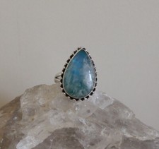 GREEN RAINBOW MOONSTONE NATURAL GEMSTONE 925 SOLID STERLING SILVER JEWELRY RING