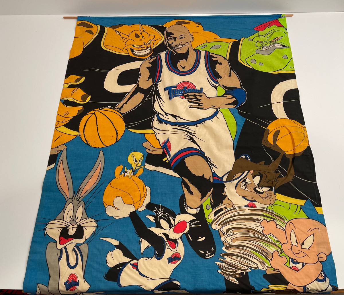 Vtg RARE Space Jam Promo Tapestry Fabric Banner Michael Jordan