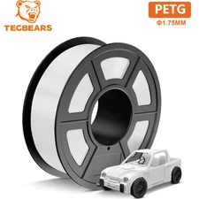 TECBEARS PETG 3D Printer Filament Consumables 1.75MM 1KG NO Tangle Neatly White