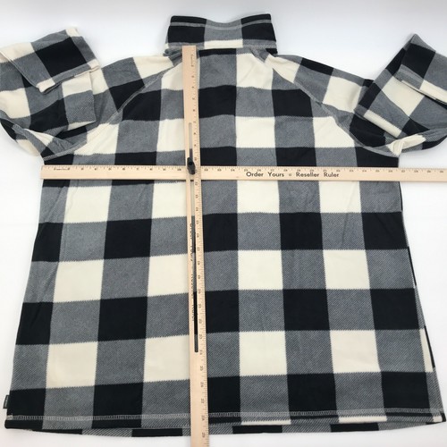 Eddie Bauer Women 2X Quarter 1/4 Zip Fleece Top Black Cream Buffalo Plaid Check - Picture 8 of 10