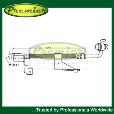 Premier Front Left Brake Hose Fits Ford Escort 1993-2000 97AG2078DA