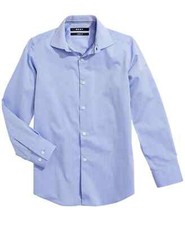DKNY Big Boy Cotton Dress Shirt TOP Skinny fit Solid Blue Size 16R SALE MSRP $42