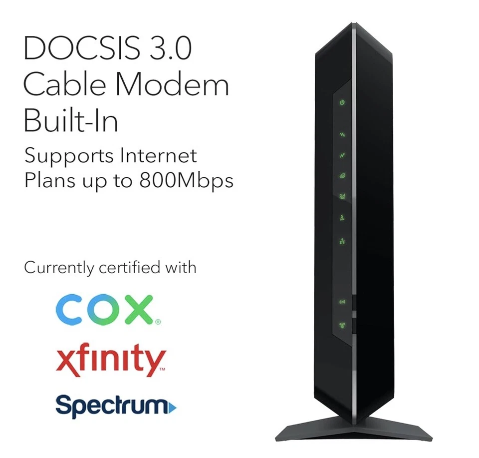 NETGEAR Nighthawk AC1900 WiFi 5 DOCSIS 3.0 Cable Modem Router (C7000-100NAS) - Image 3 of 4