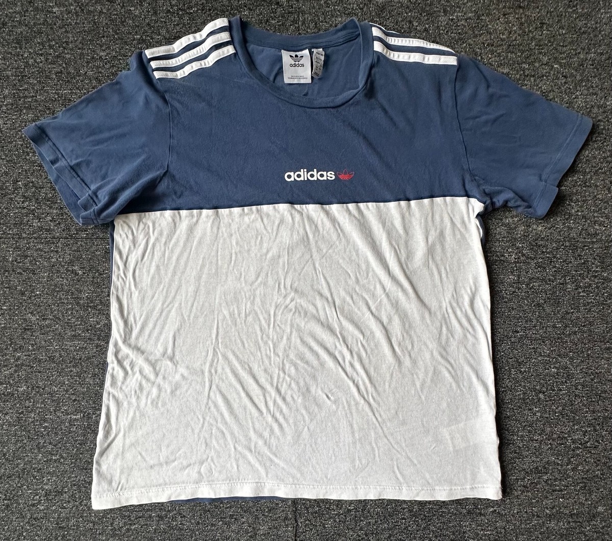 ADIDAS ITASCA 20 TEE SHIRT MEN LARGE TREFOIL 3-STRIPES BLUE WHITE