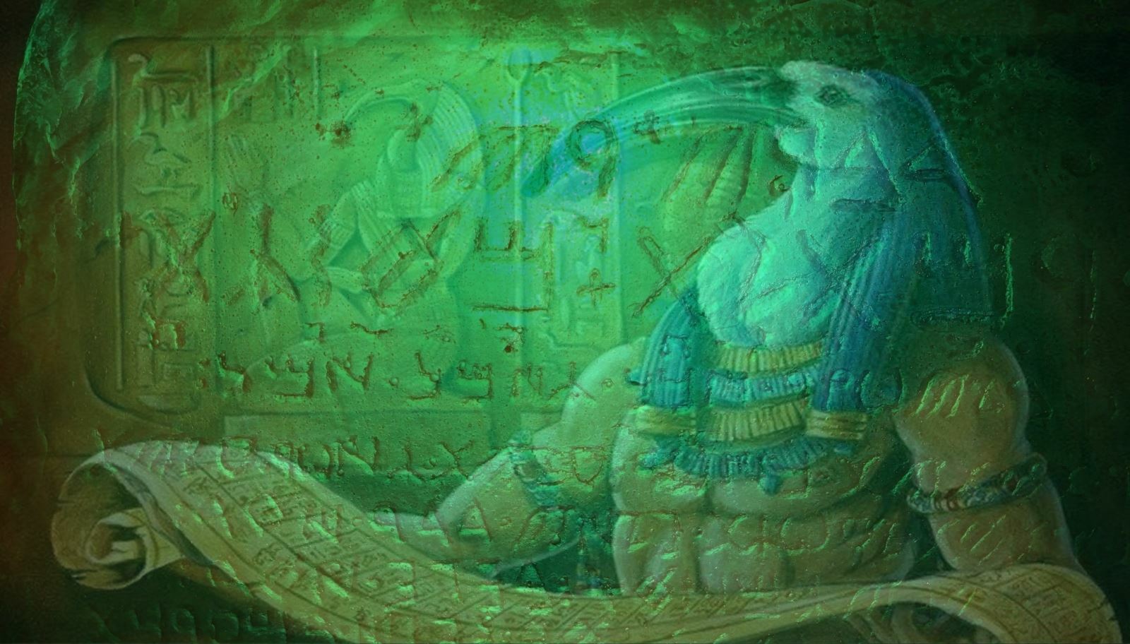 Toile Égypte antique Thot et Table d'Émeraude - Cadeau Idéal pour Passionné d'Histoire