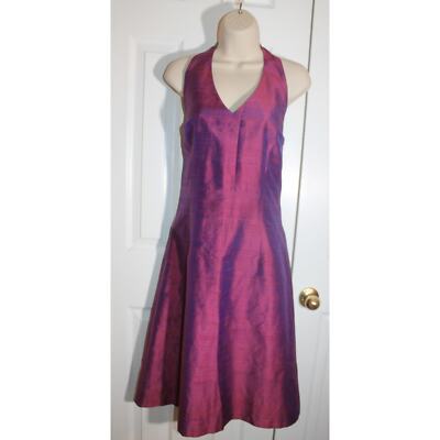 Kimera Purple Shantung Halter Dress sz M | eBay
