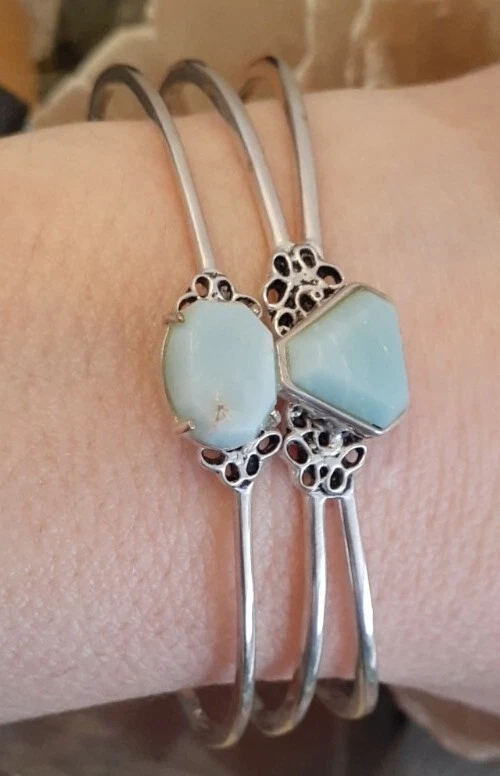 Designer Barse Sterling Silver Overlay Masonite Gemstone Cuff Bracelet  Sz Large - Image 4 of 4