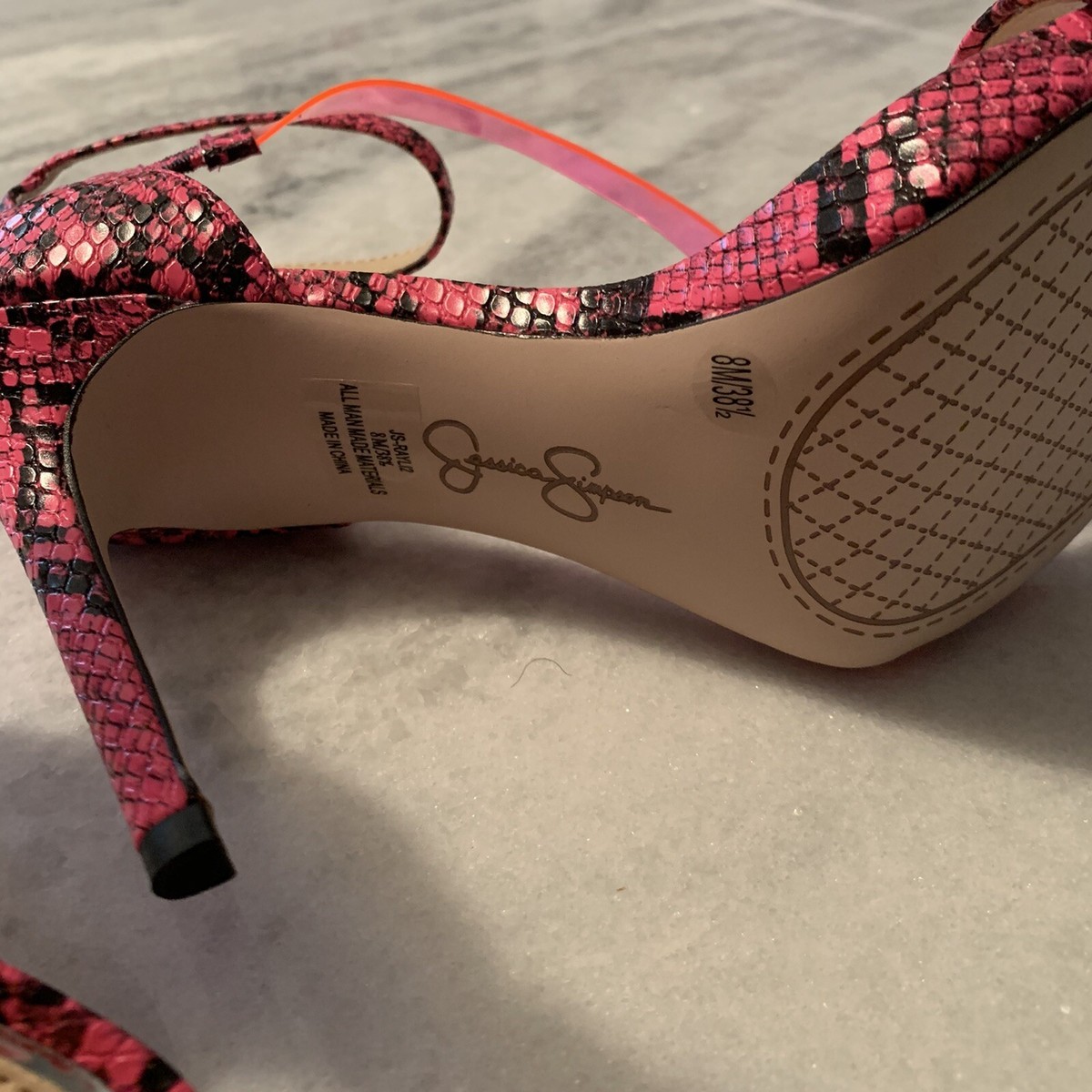 Escarpins Jessica Simpson RayL12 - Rose Vif, Imprimé Serpent, Taille 8M, Talons Très Hauts