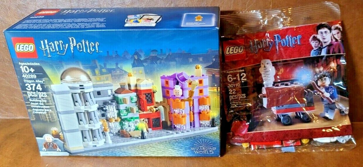 2 NEW SEALED Lego 40289 Limited Edition Harry Potter Diagon Alley w/Harry & Owl 