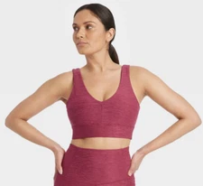 Women's Longline Twist Back Bra - All in Motion, Red Heather, S