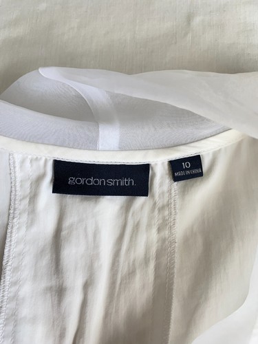 Gordon Smith Cotton Blouse Womens Size 10 White Sheer Button Up Long Sleeve Top - Picture 8 of 12