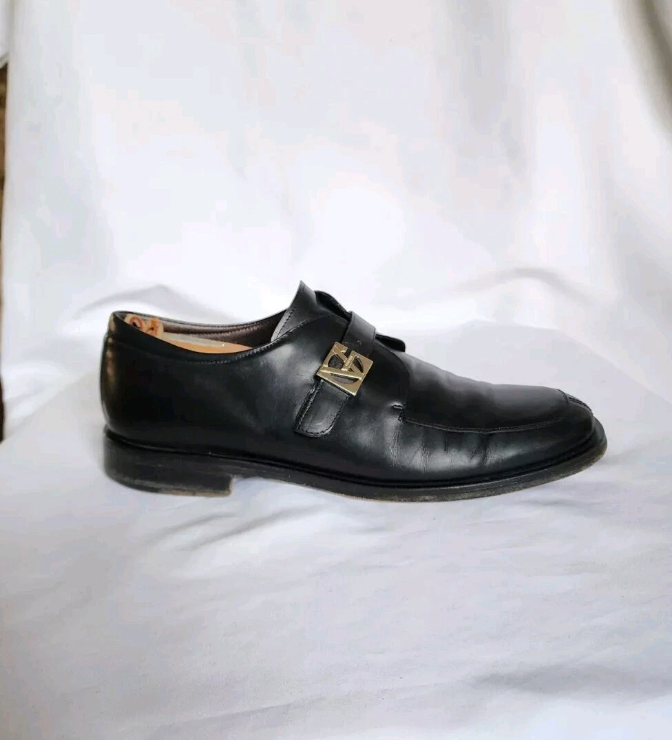 Scarpe vintage anni 90 Gianni Versace nere cinturino monaco logo taglia 8 da riparare