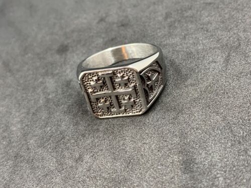 Tempelritter Herrenring Freimaurerritter Templersiegel Edelstahlring - Bild 4 von 7