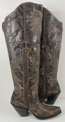 Dan Post modische Stiefel Jilted Schaft Leder braun Damengröße 8 M - Bild 4 von 11