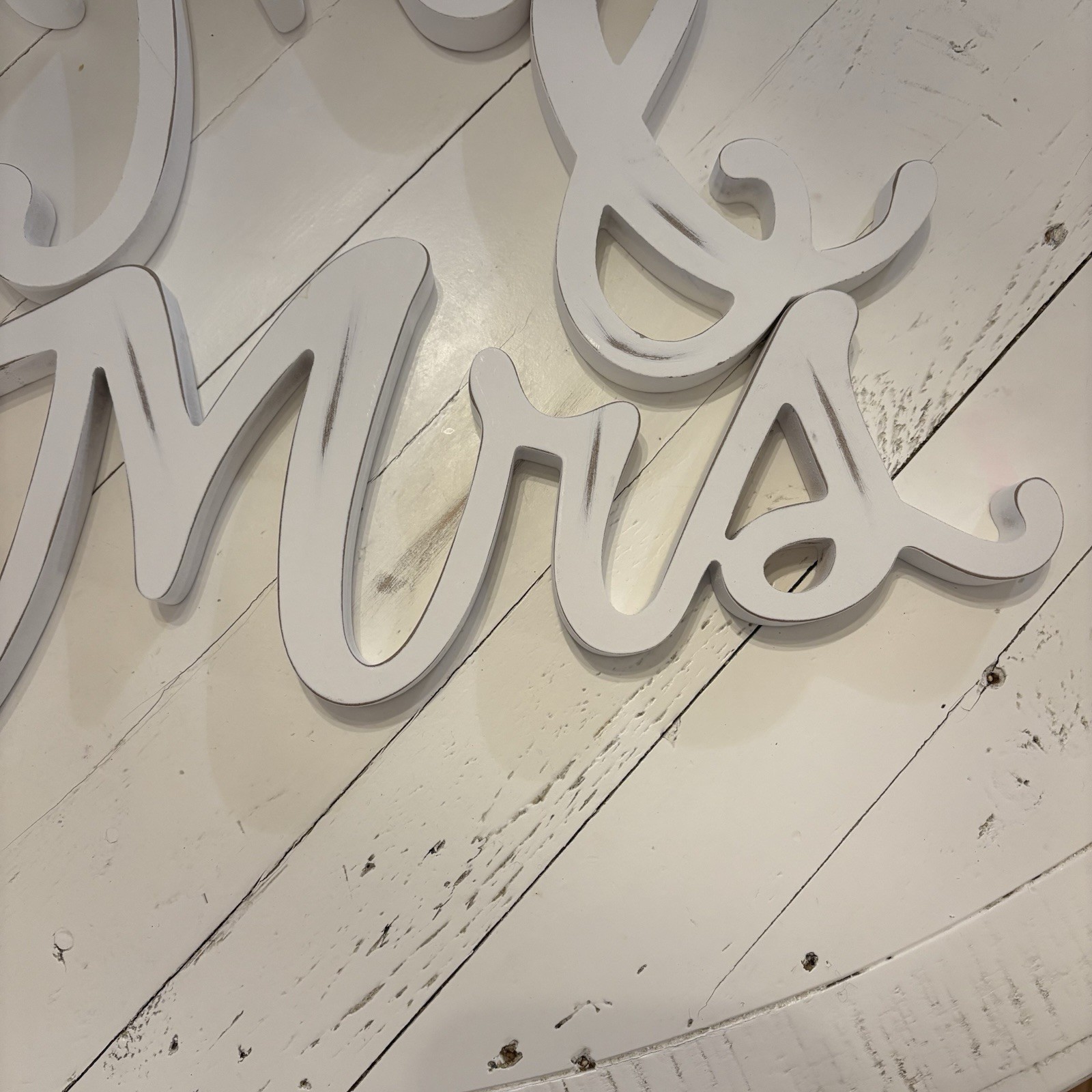 Mr. & Mrs. 3-Piece Sign Decor for Wedding, Shower, Engagement, Antique White