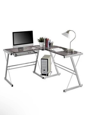 Walker Edison Soreno L-Shaped GlassComputer Desk D51W29