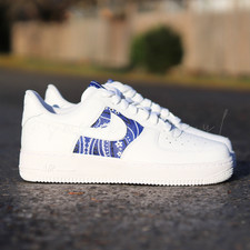 Customized Air Force One Low Top Blue Bandana Sneaker Custom Brand New