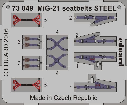 Eduard Accessories 73049 - 1:72 Mig-21 Seatbelts Steel - Etching Set - New