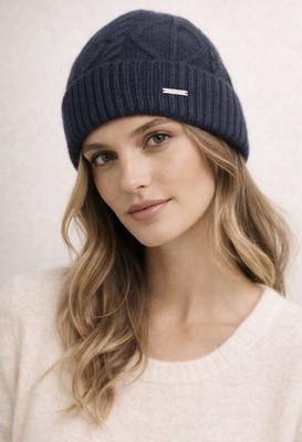 Joop Kaschmir Woll Mütze Navy blau Unisex  NEU