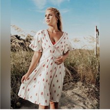 NWT Anthropologie Raga Embroidered Dress Sz M Boho Cottagecore Coastal Cotton 