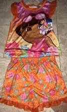 Nick Jr Dora The Explorer Orange 2 PC PJ Toddler 4T Flame Resistant NWT