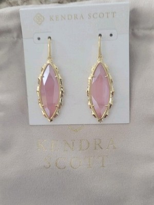 Kendra Scott Genevieve Drop Earrings Gold Pink Cat's Eye  NWT $80 POUCH 