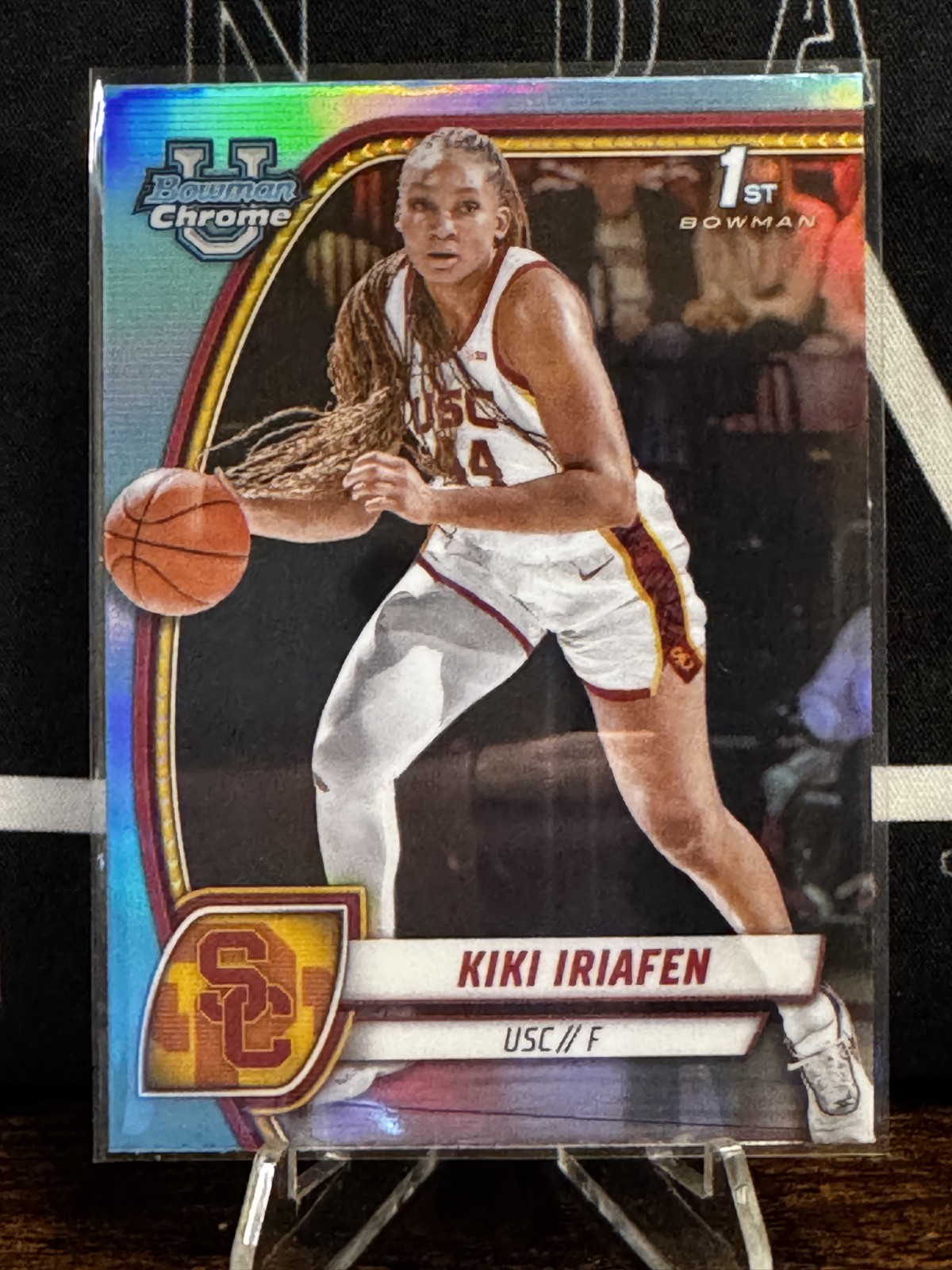 2024-25 Bowman University Chrome - Kiki Iriafen #47 Sky Blue Refractor (RC)