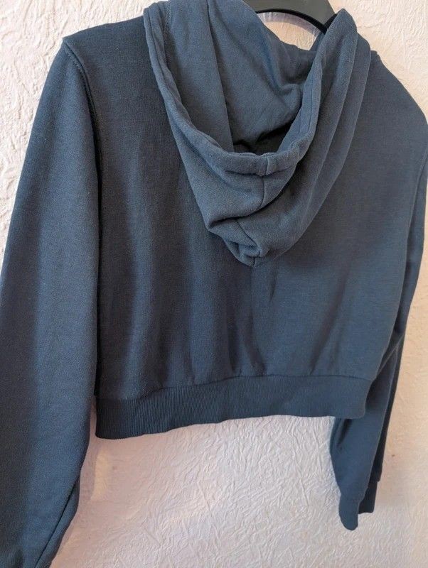 Stradivarius Navy Monaco 1984 Cropped Zip Hoodie Full Zip Women's Size S image 5