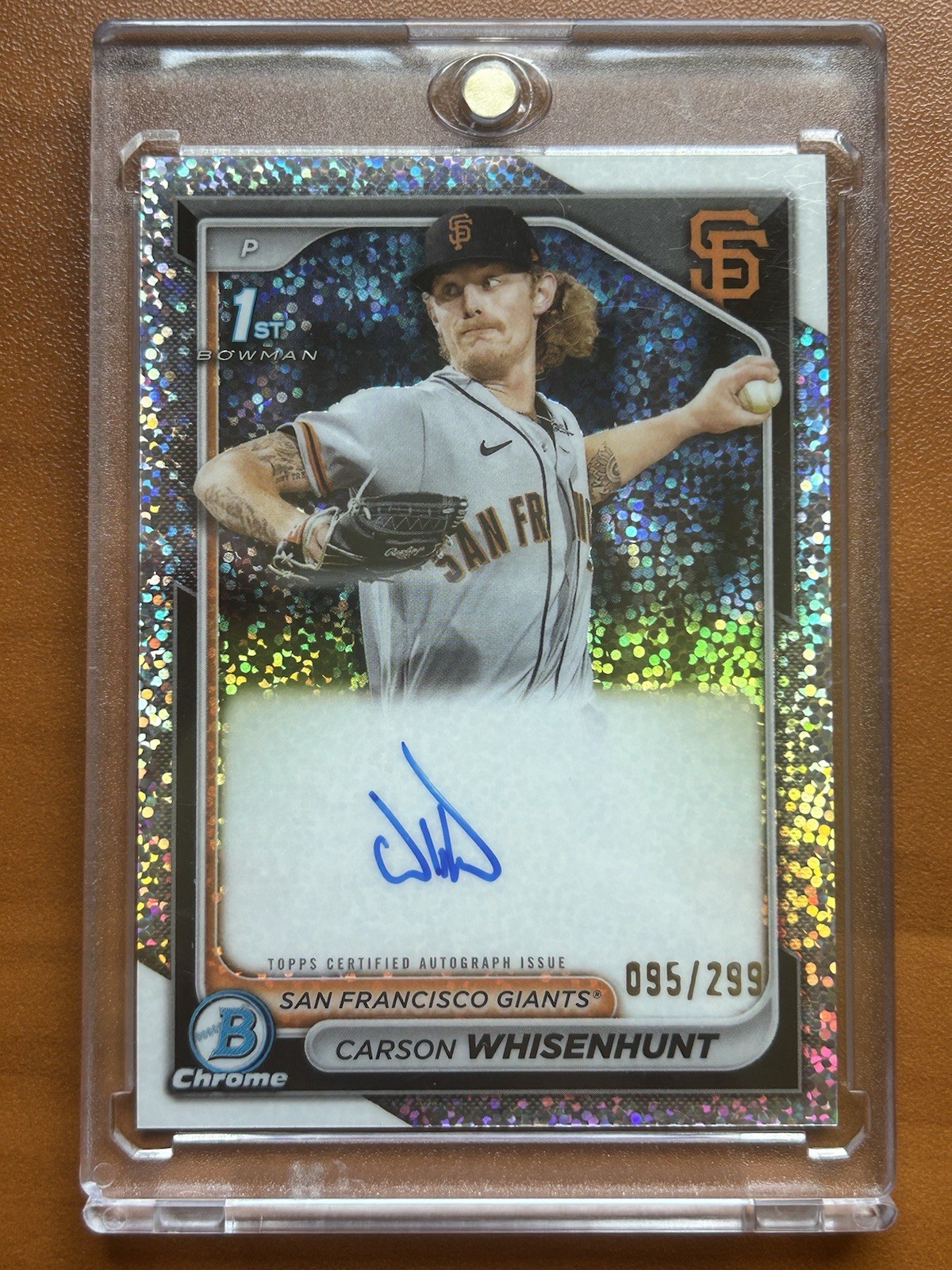 2024 Bowman #CPA-CW Carson Whisenhunt Chrome Auto Speckle Refractor Giants #/299