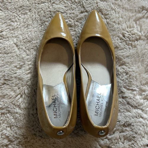 Michael Kors Patent Leather Heels 8 Pumps Stilettos Nude Tan Beige - Picture 6 of 13