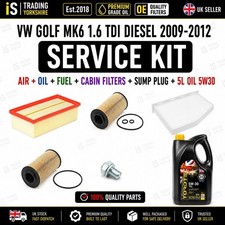 SERVICE KIT FILTERS SUMP PLUG 5L OIL 5W30 VW GOLF MK6 1.6 TDI DIESEL 2009-2012