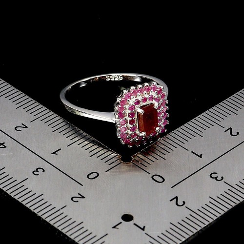 Summer 925 Sterling Silver Ring Octagon Ruby 6x4mm Natural Gemstone Jewelry Size - Picture 3 of 14